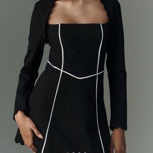 Maeve Elegant Black Dress with White Accents